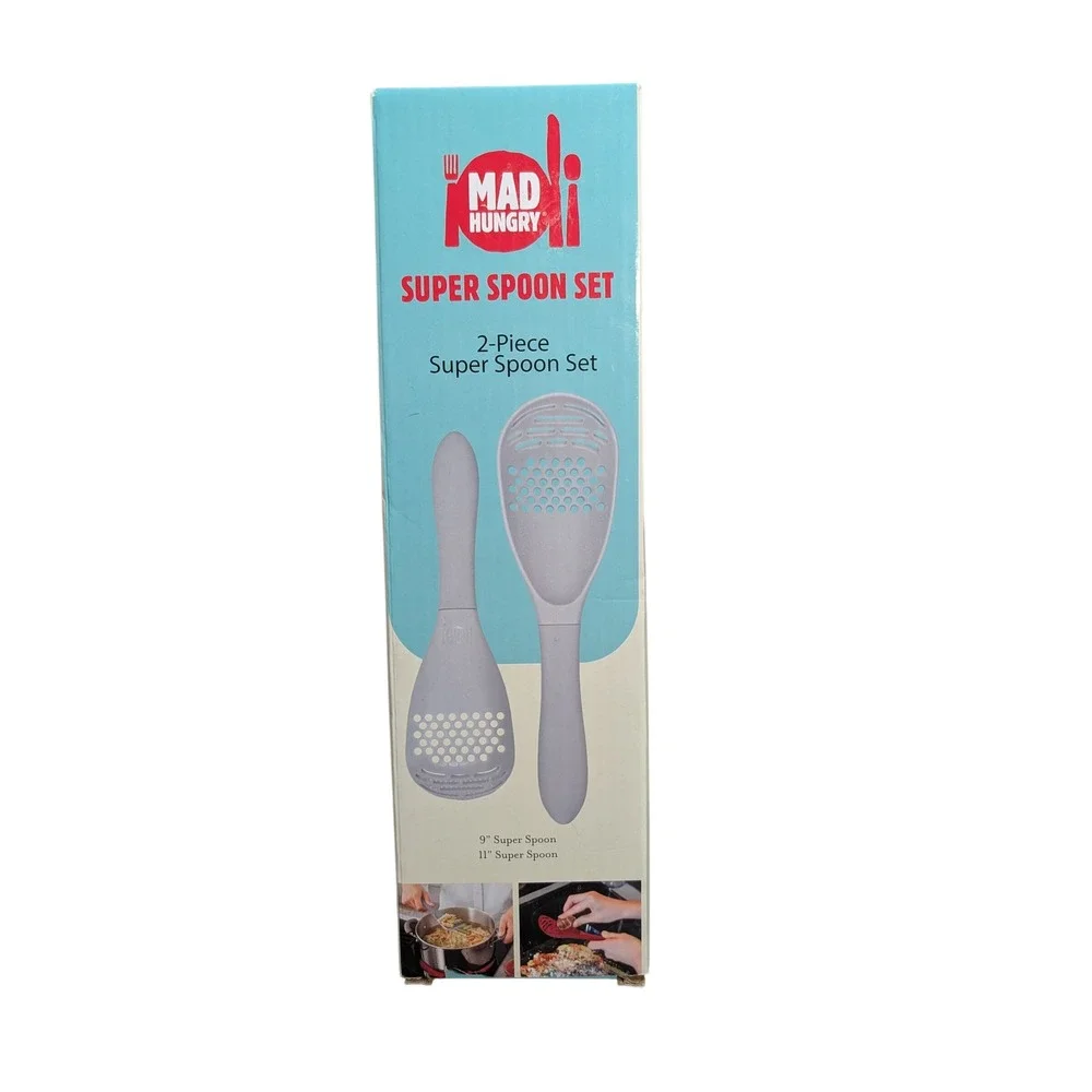 Mad Hungry Super Spoon Set 2-Piece Gray Multi-Use Kitchen Tools NEW Open Box